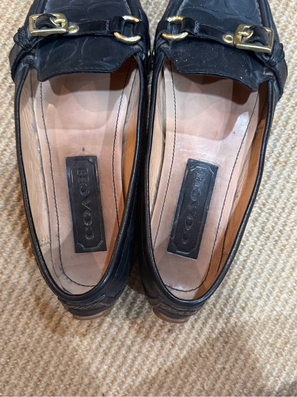 Coach Black Leather Logo Bit Slip-On Loafers - Picture 2 of 5